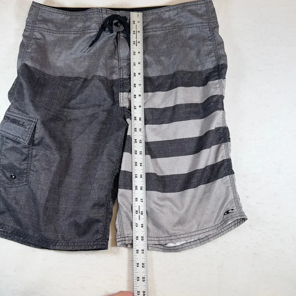 O'Neill Boardshort Men 34W Side Pocket Hook/Loop Fly & String Swim Beach Grey